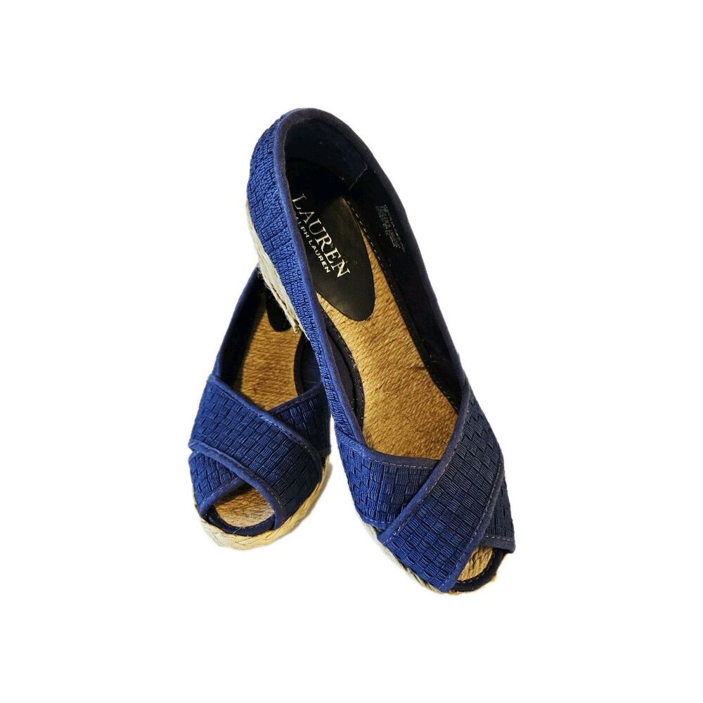 Lauren Ralph Lauren Blue Woven Espadrille Flats Size 7 - Picture 5 of 5